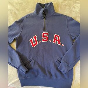 Polo Ralph Lauren Team USA Fleece Quarter-Zip Sweatshirt in Navy- Med